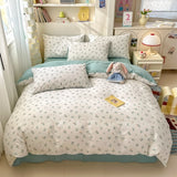 Popxstar  100% Cotton 4-Piece Duvet Cover Set (1 Duvet Cover 2 Pillowcases 1 sheet), Minimalist Cartoon Design, Ultra-Soft Bedding Set
