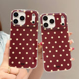 Simple Wine Red Polka Dot Phone Case for IPhone 13 15 14 16 Pro Max Shockproof Cover for Iphone 17 Pro 17promax Protective Case