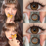 2Pcs New Colored Contacts Lenses with Myopia Yearly Brown Lens Soft Fashion Colored Cosmetics Natural Beauty Pupils
