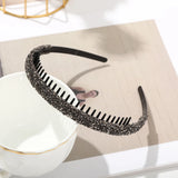Popxstar Non-slip Rhinestone Hair Hoops Bands Women Toothed Elastic Headbands For Women Shiny Luxury Hair Hoops Bezel Accessories