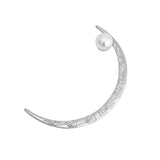 Popxstar Woman Silver Metal Big Pearl Half-moon Hairpin Simplicity Hairclips Lady Retro U Shape Hairpin Ladies Hair Accessories Headwear