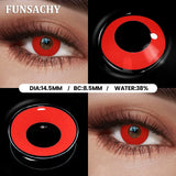 Popxstar  1 Pair Red Cosplay Witch Contact Lenses Halloween Black White Makeup Lens Crazy Party Role Playing Eye Contacts Lens