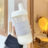 500/850ML Cute Pearl Milk Tea Straw Plastic Water Bottle With Cup Cover Women Large Capacity Juice Boba Milk Tea Cup Drop-proof