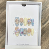 10Pcs Sweet Lovely Press on Nails Medium Almond False Nails Bowknot Pearl Nails Full Cover Glitter French Nail Cat Eye Fake Nail