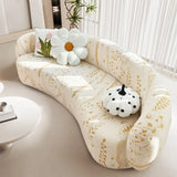 Stretch Shaped Sofa Protector for Living Room Semi-Circular Curved Couch Cover Soft Leaves Sectional Jacquard Sofa Slipcover