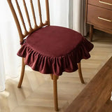 Velvet Fabric Ruffled Edge Cushion Thickened Tied Anti Slip Home Seat Cover Office Household Detachable Washable Seat Cushions