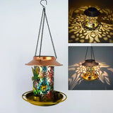 New Solar Outdoor Garden Light with Bird Feeder, Creative Hanging Landscape Lamp for Balcony Lighting & Bird Feeding
