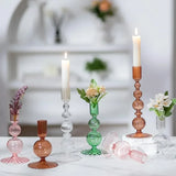 Popxstar 3Pcs Glass Candlestick Holders Glass Taper Candle Holders Groovy Wavy Elegant Candle Stick for Home Party Decoration