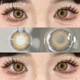 Popxstar  2pcs Myopia Lenses Black Color Contact Lenses with Prescription Degree 14.5mm Natural Soft Contact Lens for Eyes Yearly