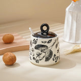 Popxstar  Flower and Bird Ceramic Salt Jar Seasoning Jar Kitchen Salt Shaker Sugar Seasoning  Pepper Powder Jars Kitchens Accessories