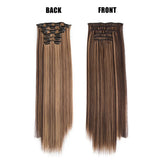 Popxstar Synthetic Clip In Hair Extensions 6PCS Hair Extensions 24 Inch Long Straight 16 Clip On Hairpieces For Women Girls