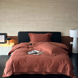 Popxstar  4Pcs Solid Color Egyptian Cotton Brushed Hotel Style Bedding Set Duvet Cover Bed Sheet/Fitted Sheet Pillowcases Home Textiles