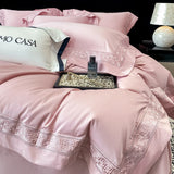 Popxstar  100% Egyptian Cotton White Luxury Embroidery Hotel Style Bedding Set Duvet Cover Set Flat/Fitted Bed Sheet Pillowcases 4Pcs