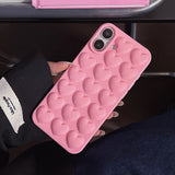 Popxstar  Pink 3D Bubble Pop Heart Cute Girly Phone Case For iPhone 17 Air 16 15 14 Plus 13 12 11 Pro Max Soft Silicone Back Cover Funda