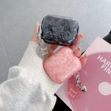 Popxstar  Black Pearl Shell Pink Leopard Print TPU Case Love Heart Pendant Protection Cover for Apple AirPods Pro 2 3 4 Silicone Cases