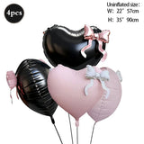 Popxstar  Heart-shaped Foil Balloon with Bow for Women Birthday Party Weddings Baby Shows Valentine's Day Anniversary Photograph  Decor