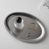 Popxstar Stainless Steel Oval Plate Cake Dessert Fruit Bread Afternoon Tea Tray Jewelry Display Storage Tray Home Kitchen Accessories