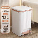 Popxstar  9/12L Wastebasket Pressing Type Recycle Bin with Pedal Lid Luxury Large Capacity Trash Bin Home Use Bathroom Kitchen Trash Can