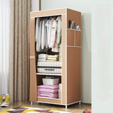 Popxstar Minimalism Fabric Wardrobes Bedroom Plastic Storage Wardrobes Storage Cabinet Dust Proof Foldable Clothing Hanger with Curtains