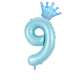 Popxstar  40inch Pastel Light Blue Pink Foil Number Balloon With Crown 1 2 3 4 5 6 Boy Girl Birthday Party Baby Shower Wedding Decoration