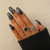 Popxstar  Vintage Pink Roman Numerals Cool Rings Set for Women Rock Hip Hop Twist Geometry Open Ring Fashion Ins Jewelry Gifts