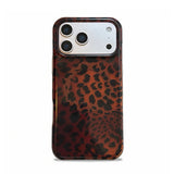 Ins Luxury Black Brown Leopard Print Magnetic Phone Case For iPhone 17 Pro Max 16 15 14 13 Shockproof Back Cover For Magsafe