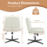 Popxstar Cross Legged Office Living Room Rocking Gaming Chair Armless Wide Desk Adjustable Swivel Fabric Task Vanity Home Office