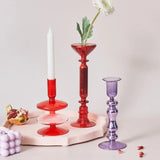 Popxstar Glass Candle Holder Taper Candlestick Electroplate Desktop Decorations Vessel Ornaments Wedding Decoration Table Centerpiece