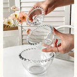 Popxstar  Advanced Pearl Rimmed Glass Bowl Creative Oatmeal Yogurt Bowl Breakfast Ice Cream Salad Bowl Glass Cutlery Kitchen Supplies Gift