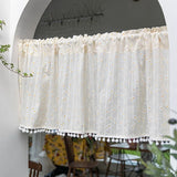 Popxstar Blackout Fabric Curtain for Bedroom Living Room Small Window Cotton Floral Tassel Short Curtains Farmhouse Vintage Cafe Decor