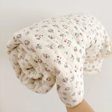 Popxstar Baby Camellia Rose Print Muslin Blanket Quilt for Summer Infant Floral Muslin Comforter Napping Cover for Baby Bedding Quilts