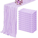 Popxstar 10PCS Set Semi-Sheer Gauze Wedding Table Runner Sage Green Cheesecloth Table Dining Party Christmas Banquets Arches Cake Decor