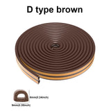 Popxstar 5m/10m Door Seal Strip Diep Self-adhesive Draft Stopper Tape Window Weather Stripping Insulation Noise Rubber Sealing Strip