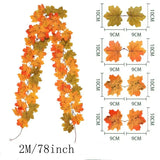 Popxstar 2M Artificial Fall Maple Leaf Garland Fake Plants Autumn Decor Leaves Vine for Thanksgiving Halloween Festivals Wedding Decora