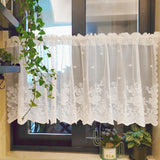 Popxstar  1PC Short Lace Curtain,Exquisite Floral Pattern Valance,Window Valances Pastoral Tulle Voile Home Decor Kitchen Door
