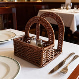 Durable Plastic Imitation Rattan Napkin Holder Vertical Decorative Desktop Tissue Holder Simple Handwoven Napkin Holder for Home