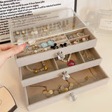Popxstar Acrylic Transparent Jewelry Storage Box Organizer Anti-oxidation Drawer Type Multi-layer Large Capacity Exquisite Display Box