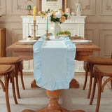 35x180cm Ruffled Edge Table Runner Cotton Solid Color Cotton Table Runner Ruffled Edge Anti Slip Rectangular Table Runner