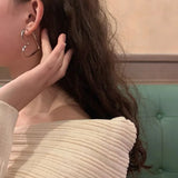 Popxstar Trendy Heart Alloy Earring For Women Girls Cute Silver Color Geometric Metal Earrings Party Birthday Daily Jewelry Accessories