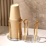 Popxstar Luxury Disposable Cup Storage Holder Water Tea Cups Dispenser Rack Shelf With Longer Stick Mug Display Stand Home Organizer