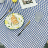 Blue White Plaid Ruffle Tablecloth Cotton Linen Dining Table Cover for Kitchen Party Wedding Home Decor Rectangular Table Cloth