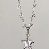 Popxstar Kpop Cool Punk Vintage Star Pendant Chains Necklace For Men Women Egirl Hip Hop 90s Grunge Aesthetic EMO Jewelry Y2k Accessories