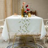Popxstar Floral Pattern Tablecloth for Dining Table,Dust Proof Spillproof Soil Resistant Cotton Linen Rectangle Table Cover