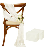 Popxstar 12 Pcs 17x275cm Green  Chiffon Chair Sashes  Wedding Chair Covers Ribbon Wedding Party Aisle Chair Decor