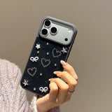 Popxstar  3D Star Cute Heart Bling Glitter Shockproof Phone Case for iPhone 17 16 15 14 13 12 11 Pro Max Plus Transparent Bumper Cover