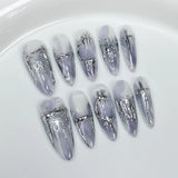 Popxstar  10Pcs Long Almond Handmade Press on Nails Butterfly Fake Nails Wearable Stick-on Nails False Nail Накладные Ногти Uñas Postizas