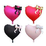 Popxstar  Heart-shaped Foil Balloon with Bow for Women Birthday Party Weddings Baby Shows Valentine's Day Anniversary Photograph  Decor