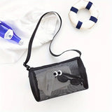 Popxstar  Swimming Bag with Large Capacity Waterproof Beach Bag Mesh Breathable Single Shoulder Crossbody Cylindrical Travel Bag Washing