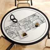 Popxstar Minimalist Round Dining Table Mat with Lines Stripes Desktop Protective Mat Waterproof Oil-proof PVC Table Mat Anti-scratch Mats