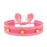 popxstar Hand Woven Bracelets Adjustable Studded Stars Bracelet Fashion Jewelry Gifts
